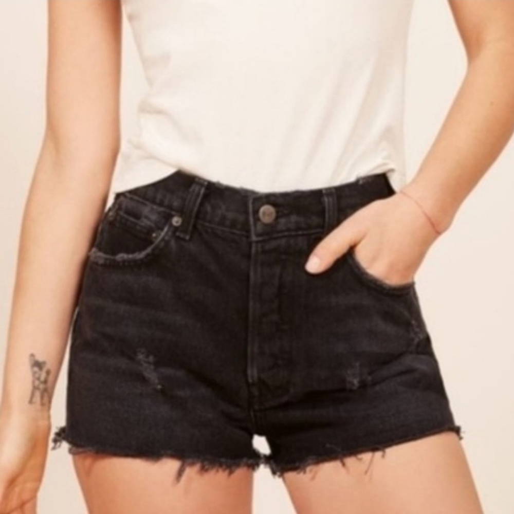Reformation Dixie High Rise Button Fly Black Short
